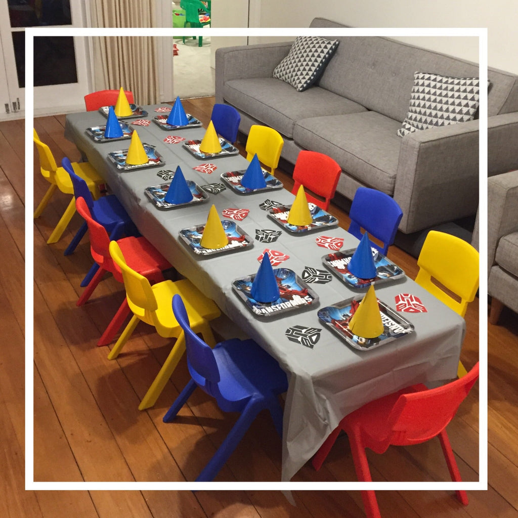 Kids party package set up for Hire mt Eden. Kids tables and chairs