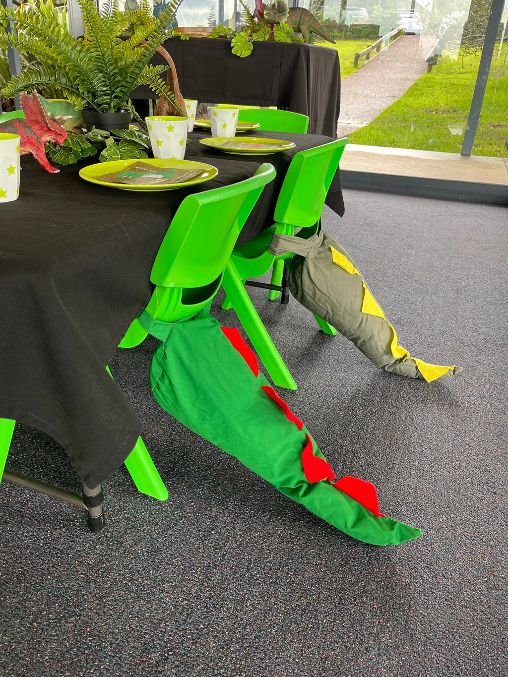 Dinosaur themed kids party chairs for hire