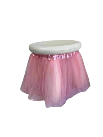 White Kids Stool with Baby Pink Skirt