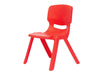 Red plastic chair on a white background