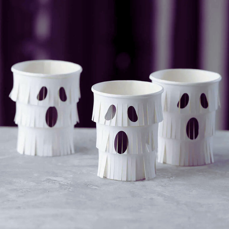 Ginger Ray Ghost Fringe Halloween Cups ( 8 Pack)