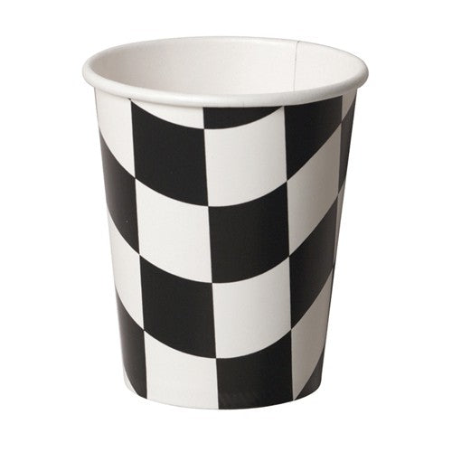 Black & White Checkered Paper Cups