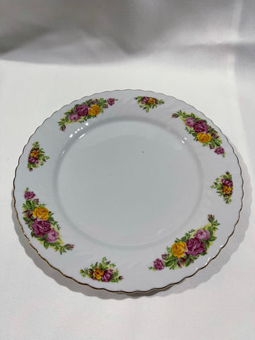 Gold rimmed, pink/yellow Rose Vintage Cake Plate